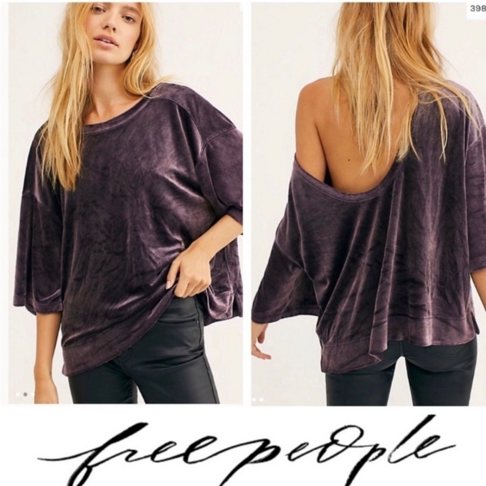Free People We the Free Valerie Purple Velour Tee